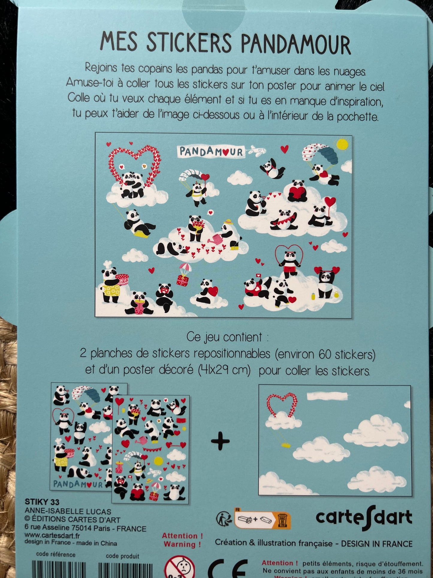 Mes stickers « Panda d’amour»