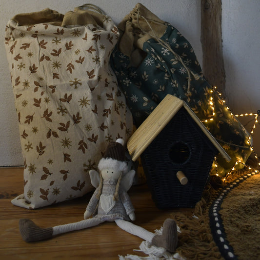 Sac à jouets naturel vert